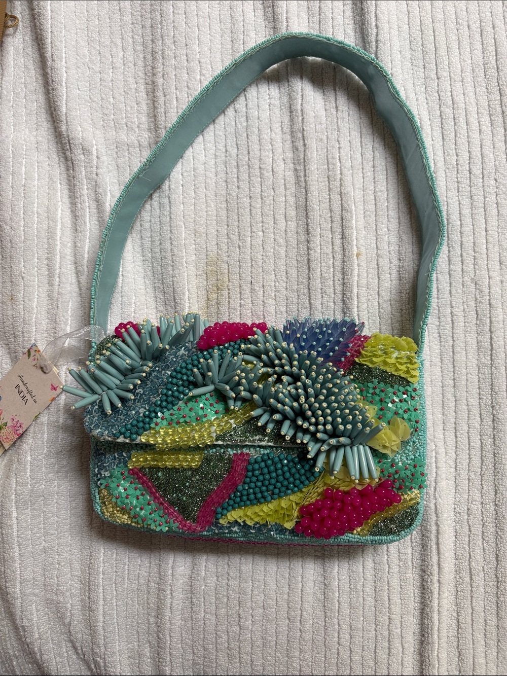 Beaded Mint Multi-Color Shoulder Bag